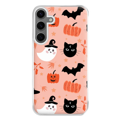 Pretty Pink Halloween Pattern Phone Case for Galaxy S24FE