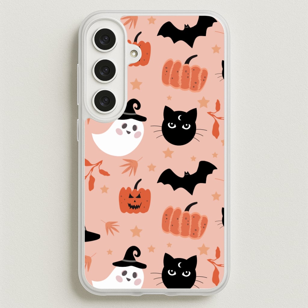 Pretty Pink Halloween Pattern Phone Case for Galaxy S25FE