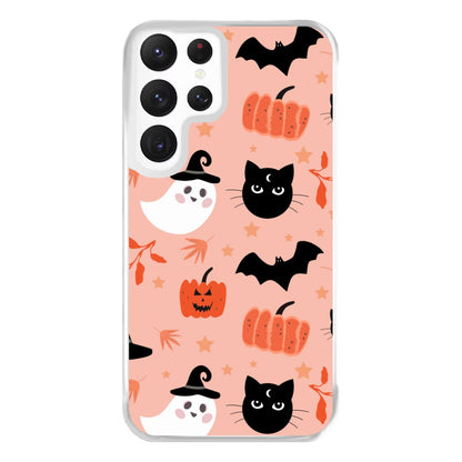 Pretty Pink Halloween Pattern Phone Case for Galaxy S22 Ultra