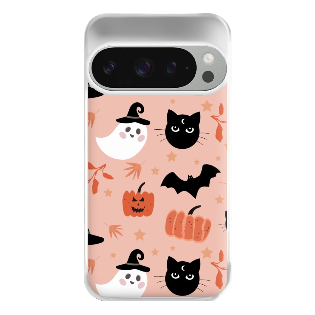 Pretty Pink Halloween Pattern Phone Case for Google Pixel 9 Pro XL