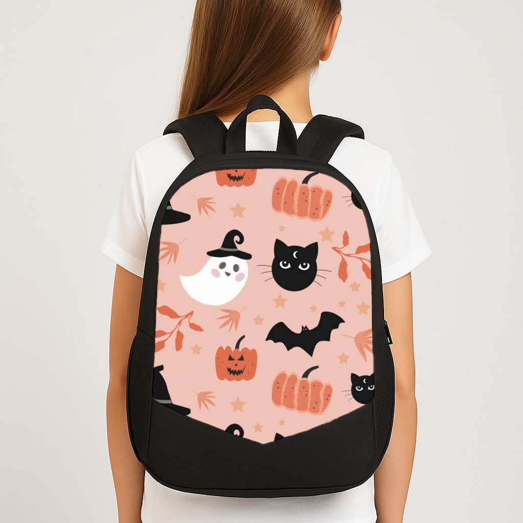 Pretty Pink Halloween Pattern Large School Bag