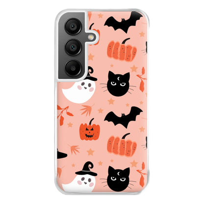 Pretty Pink Halloween Pattern Phone Case for Galaxy A55