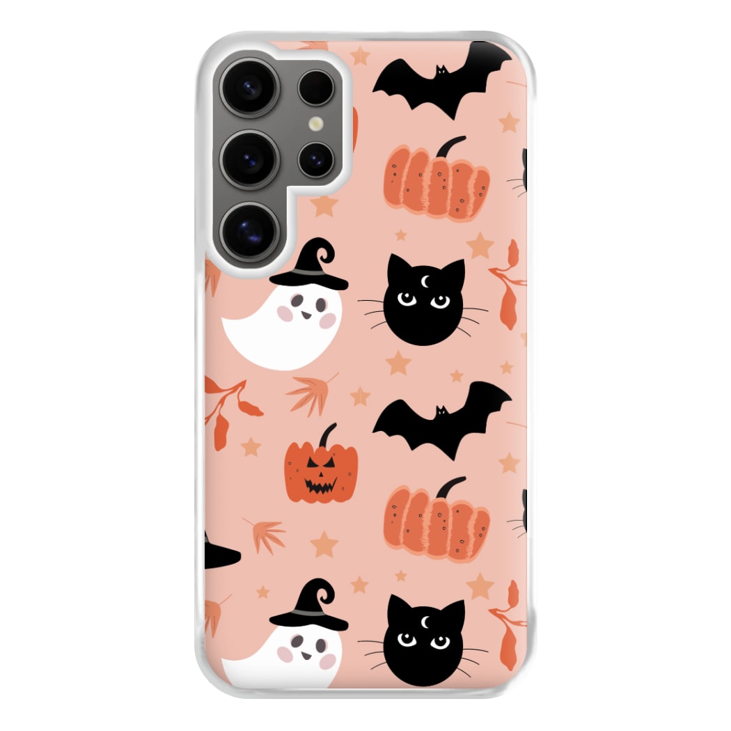 Pretty Pink Halloween Pattern Phone Case for Galaxy S24 Ultra