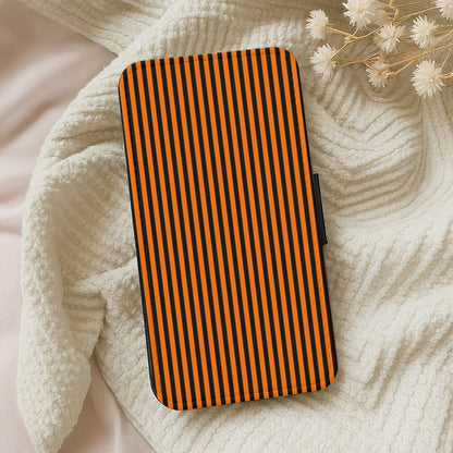 Orange & Black Stripe Wallet Phone Case
