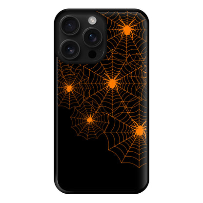 Orange Spider Web  Phone Case for iPhone 16 Pro Max