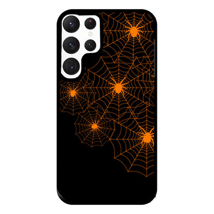 Orange Spider Web  Phone Case for Galaxy S22 Ultra