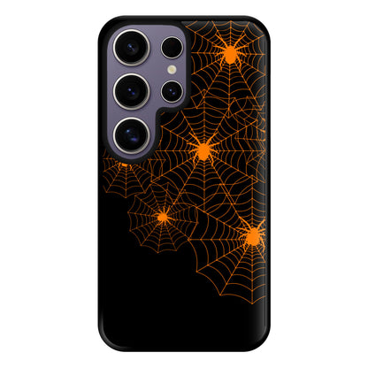 Orange Spider Web  Phone Case for Galaxy S25 Ultra