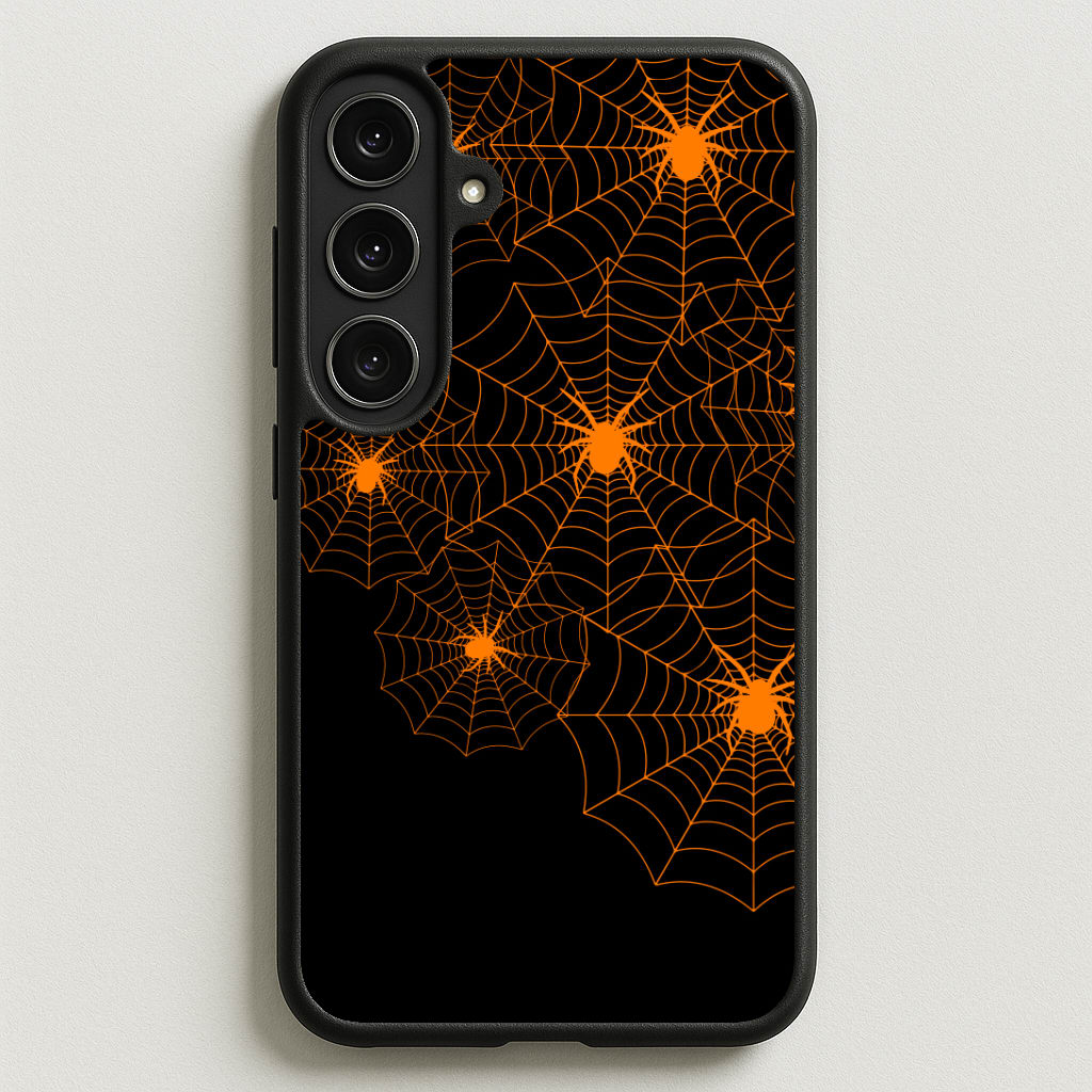 Orange Spider Web Phone Case for Galaxy S25FE