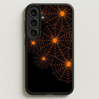Orange Spider Web Phone Case for Galaxy S25FE
