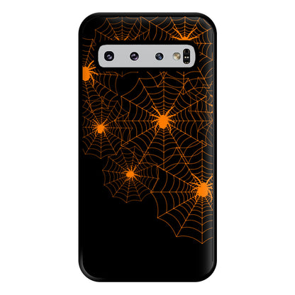 Orange Spider Web  Phone Case for Galaxy S10 Plus