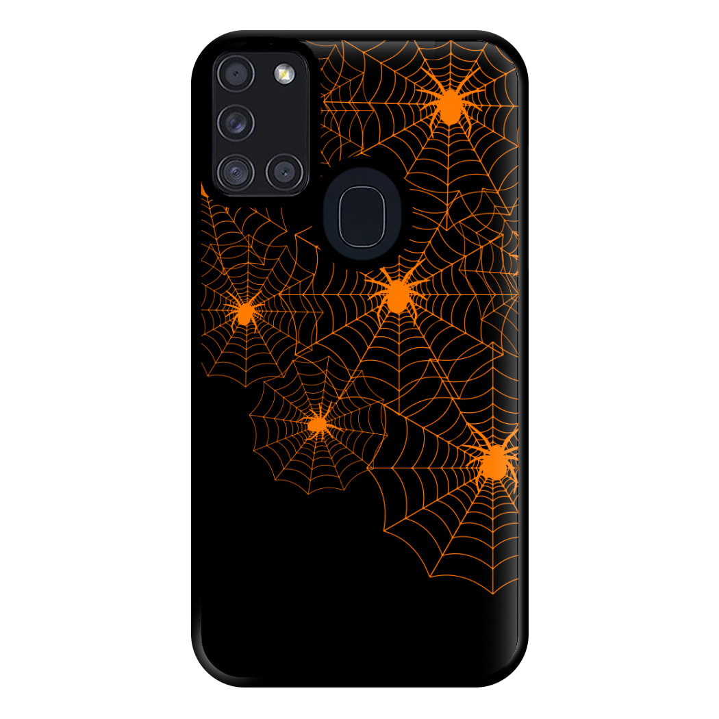 Orange Spider Web  Phone Case for Galaxy A21s