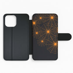 Orange Spider Web  Flip Phone Case