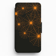 Orange Spider Web Flip / Wallet Phone Case 1