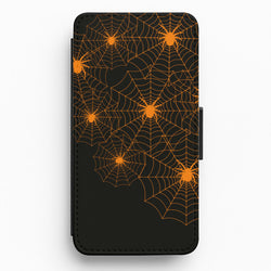 Orange Spider Web  Flip / Wallet Phone Case