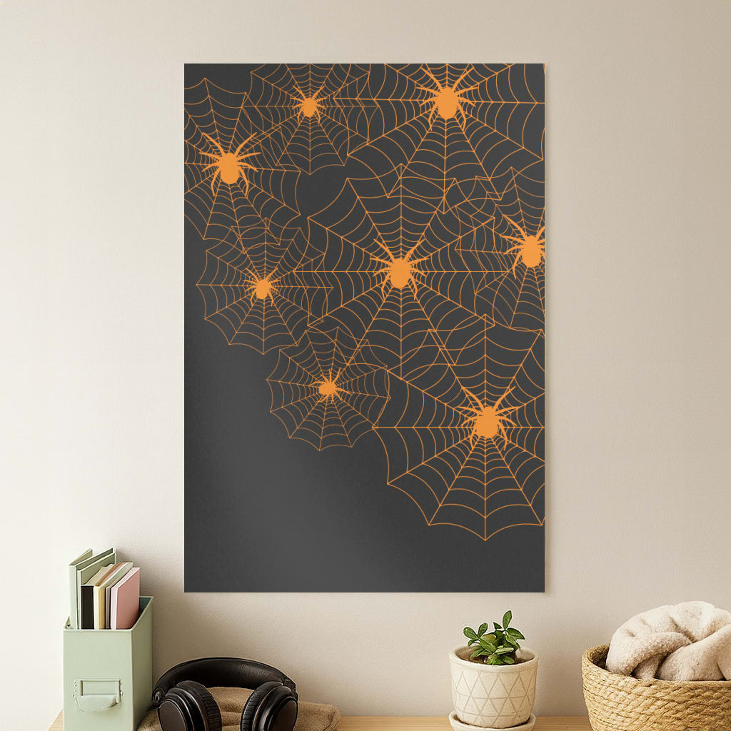 Orange Spider Web  Poster