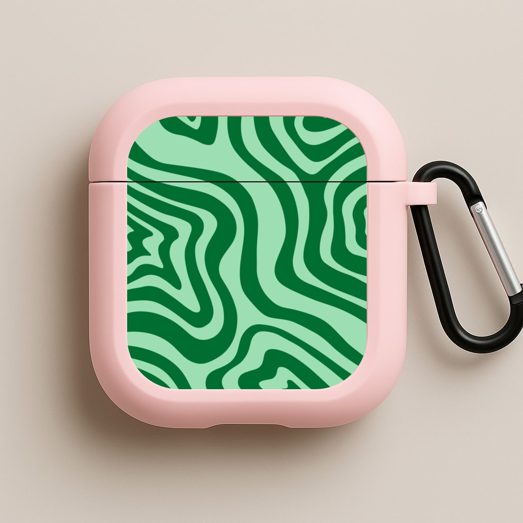 Green Abstract Halloween  Pink AirPods Case