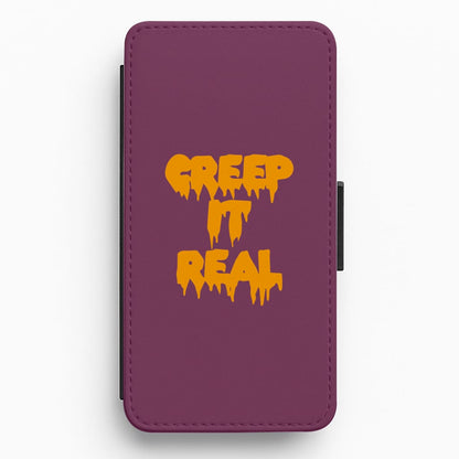 Orange Creep It Real - Halloween Flip / Wallet Phone Case