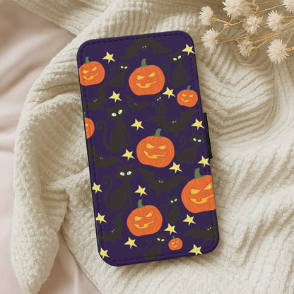 Pumpkin And Cats - Halloween Wallet Phone Case