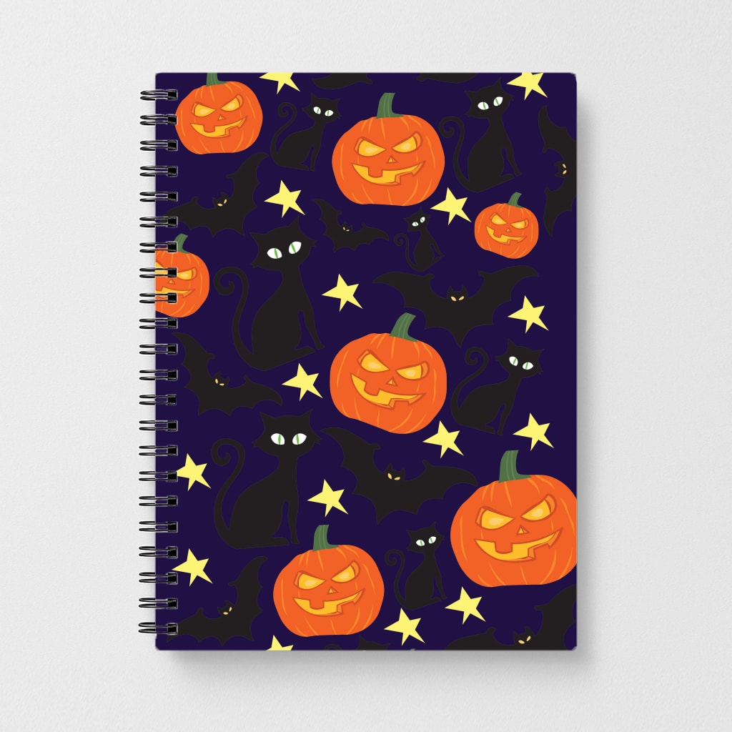 Pumpkin And Cats - Halloween Notebook