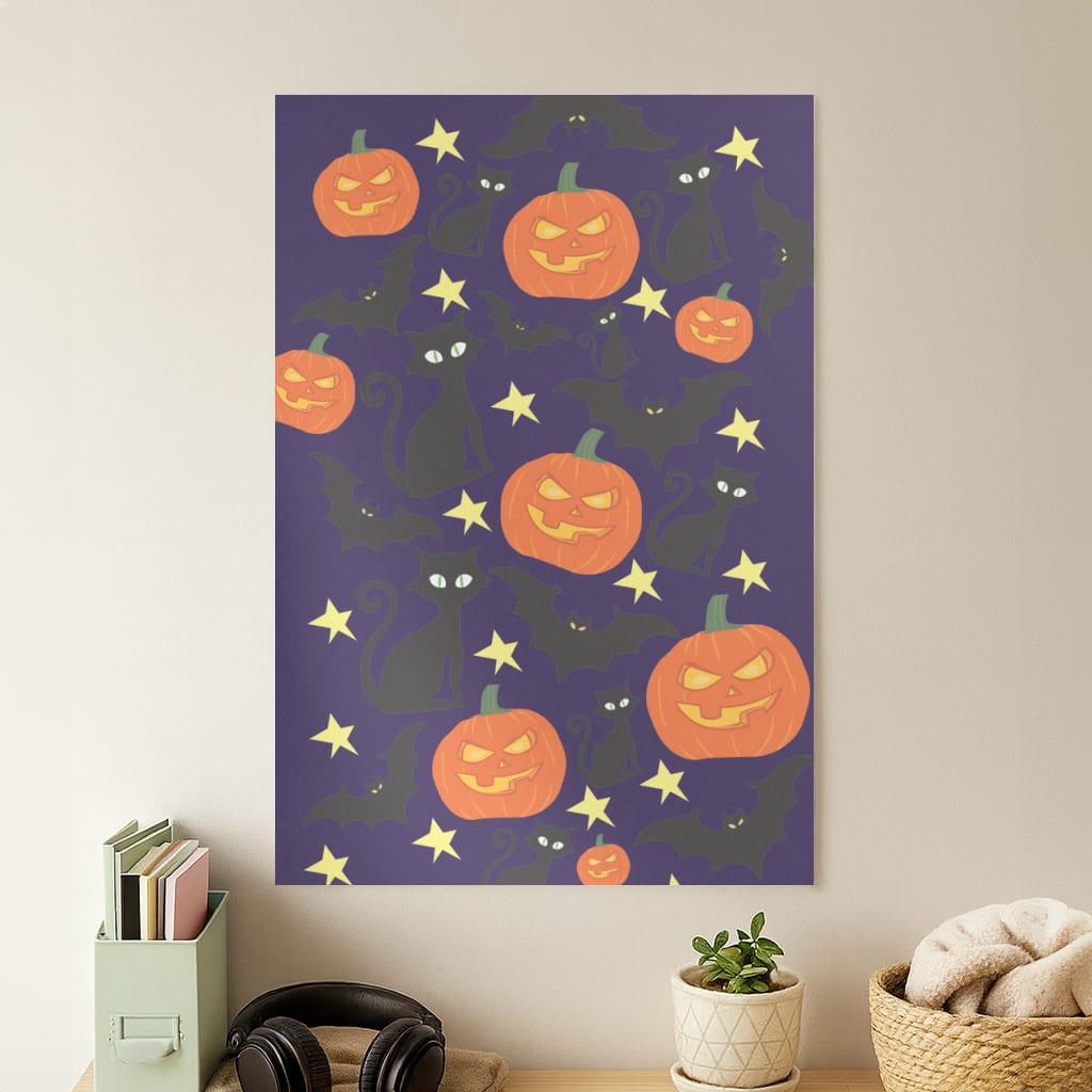 Pumpkin And Cats - Halloween Poster