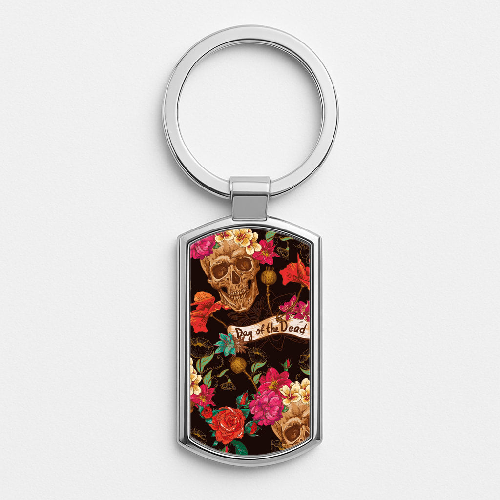 Day Of The Dead - Halloween Silver Keyring