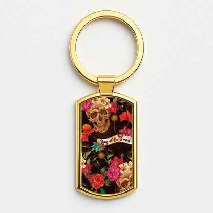 Day Of The Dead - Halloween Gold Keyring