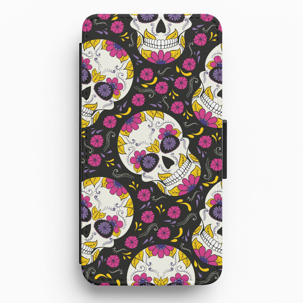 Calavera Pattern - Halloween Flip / Wallet Phone Case