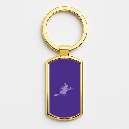 Witch And Cat - Halloween Gold Keyring