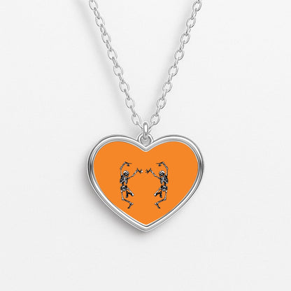 Dancing Skeletons - Halloween Heart Necklace