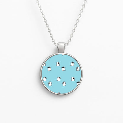 Ghost Pattern - Halloween Circle Necklace