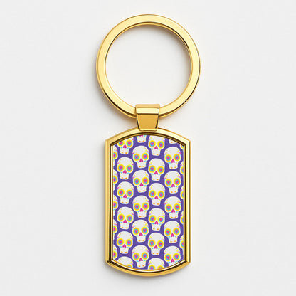 Skull Pattern - Halloween Gold Keyring