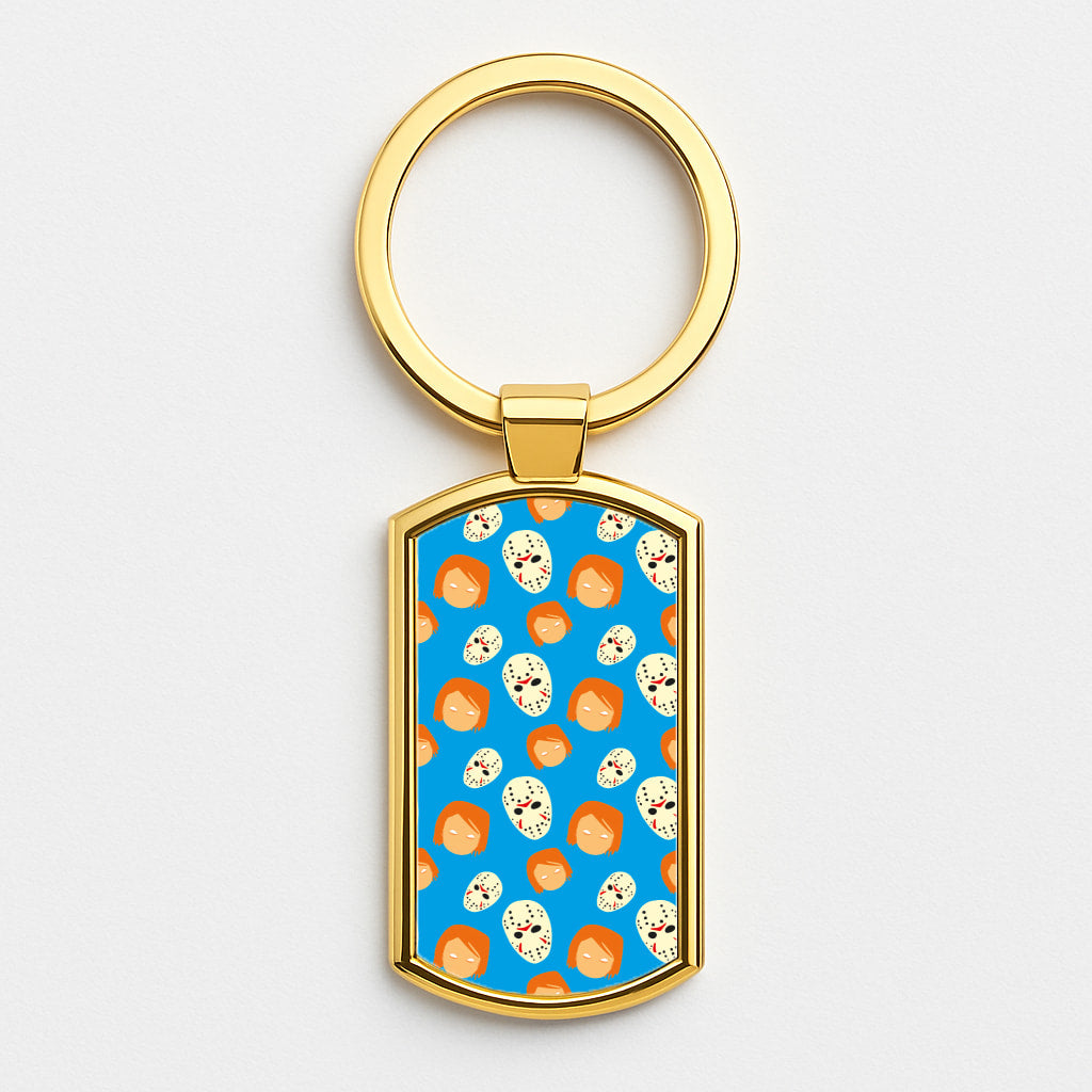 Chucky And Jason Pattern - Halloween Gold Keyring