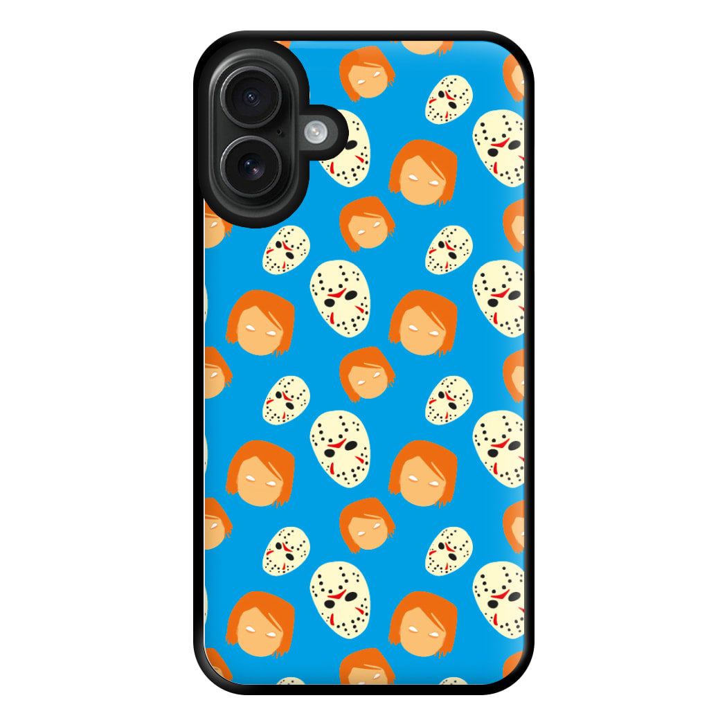 Chucky And Jason Pattern - Halloween Phone Case for iPhone 16 Plus