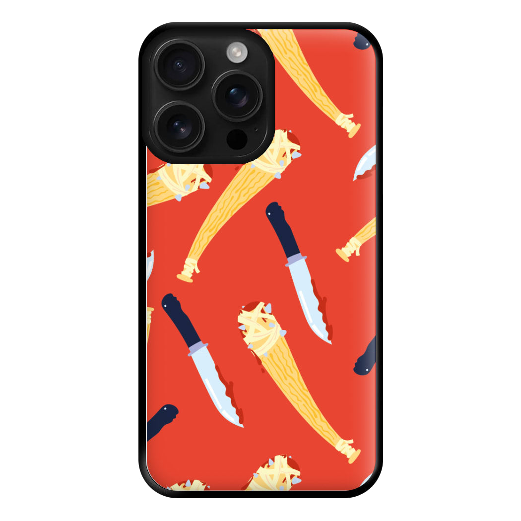 Knives And Bats Pattern - Halloween Phone Case for iPhone 16 Pro Max