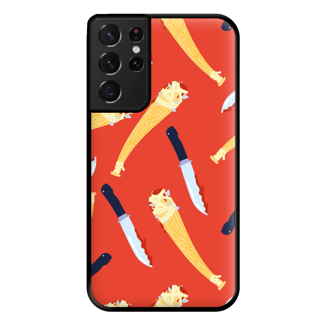 Knives And Bats Pattern - Halloween Phone Case for Galaxy S21 Ultra