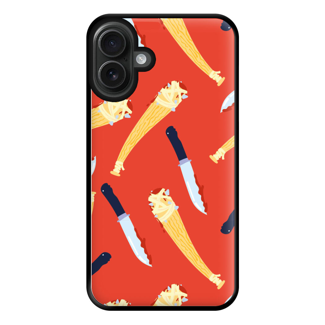 Knives And Bats Pattern - Halloween Phone Case for iPhone 16 Plus