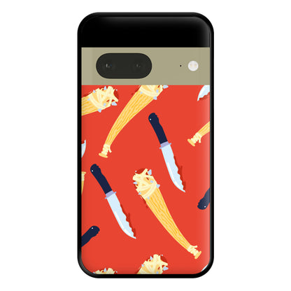 Knives And Bats Pattern - Halloween Phone Case for Google Pixel 7a