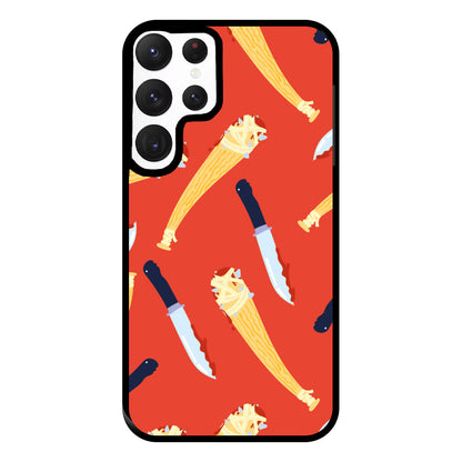 Knives And Bats Pattern - Halloween Phone Case for Galaxy S22 Ultra