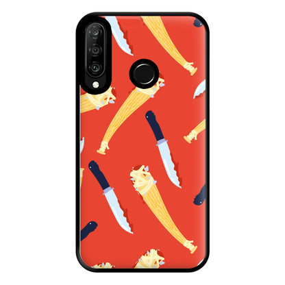 Knives And Bats Pattern - Halloween Phone Case for Huawei P30 Lite