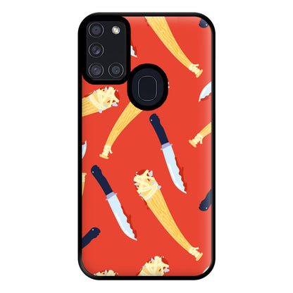 Knives And Bats Pattern - Halloween Phone Case for Galaxy A21s