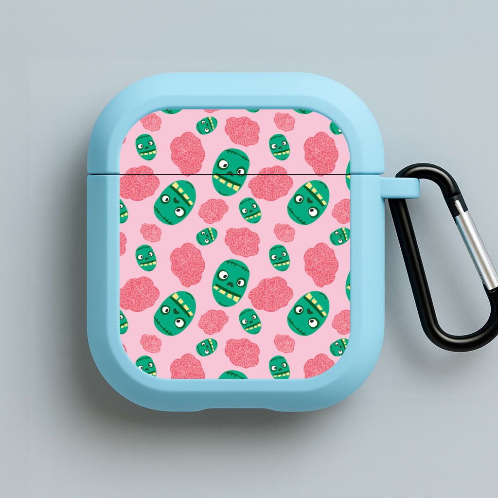 Frankenstein And Brains - Halloween Blue AirPods Case