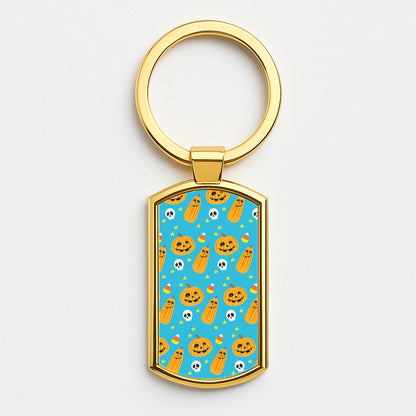 Halloween Pattern 1 Gold Keyring