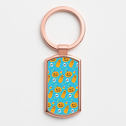 Halloween Pattern 1 Rose Gold Keyring