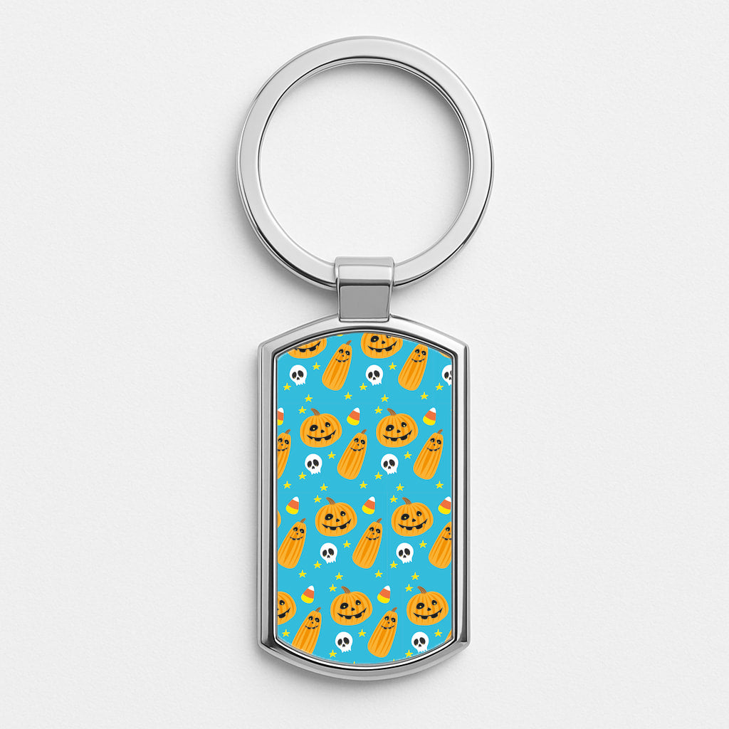 Halloween Pattern 1 Silver Keyring