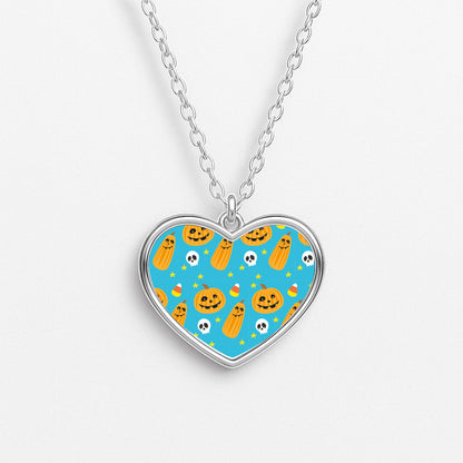 Halloween Pattern 1 Heart Necklace