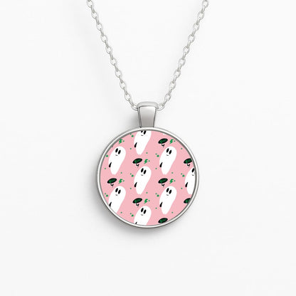 Halloween Pattern 2 Circle Necklace