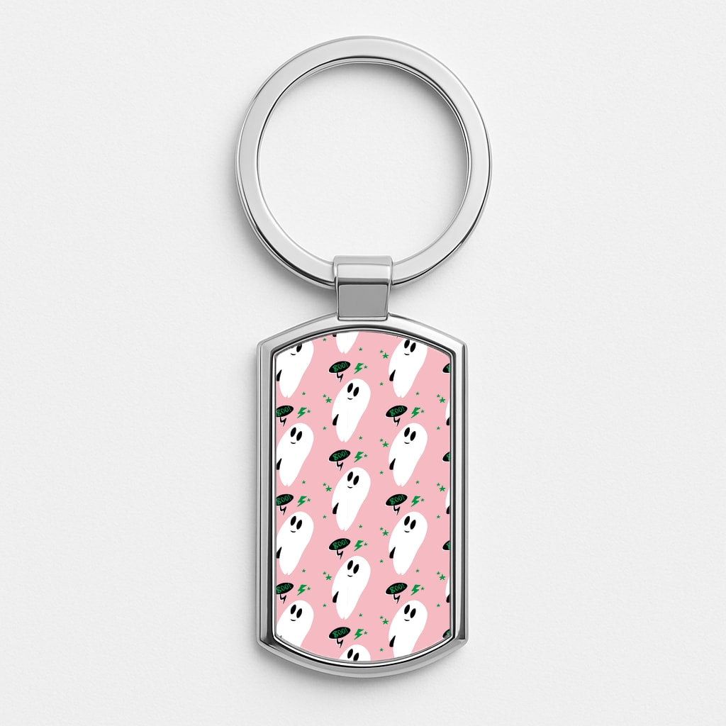 Halloween Pattern 2 Silver Keyring