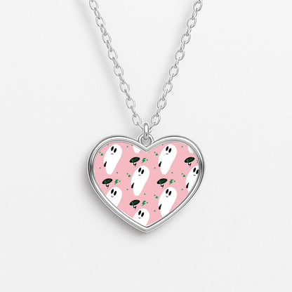 Halloween Pattern 2 Heart Necklace