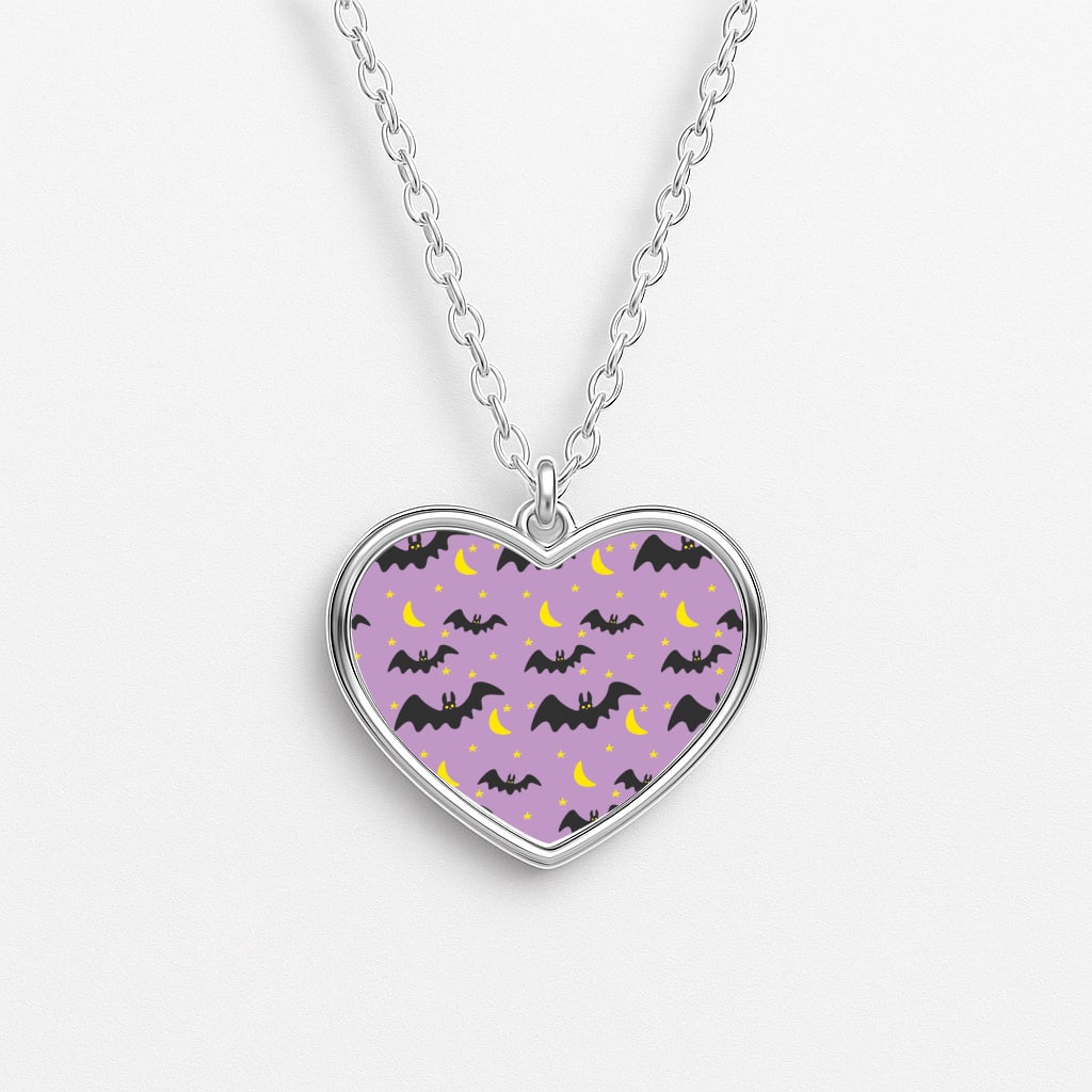 Halloween Pattern 4 Heart Necklace