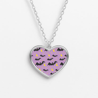 Halloween Pattern 4 Heart Necklace